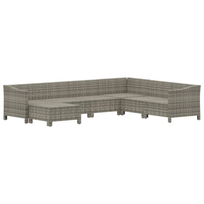 7 Piece Garden Lounge Set With Cushions Grey Poly Rattan