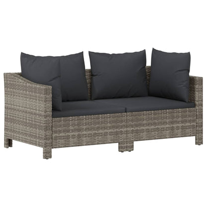 7 Piece Garden Lounge Set With Cushions Grey Poly Rattan