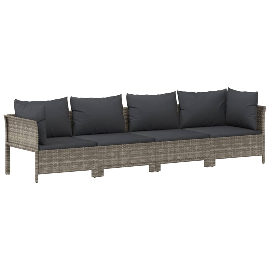 7 Piece Garden Lounge Set With Cushions Grey Poly Rattan