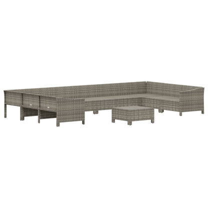 11 Piece Garden Lounge Set With Cushions Grey Poly Rattan