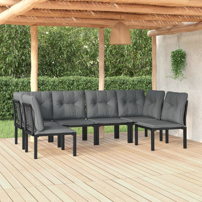 5 Piece Garden Lounge Set Black And Grey Poly Rattan