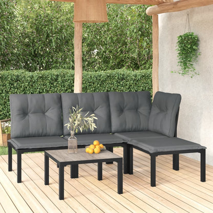 3 Piece Garden Lounge Set Black And Grey Poly Rattan