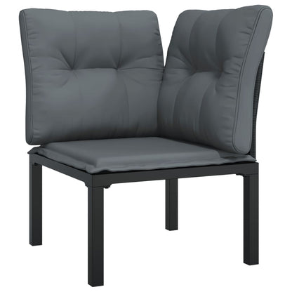 7 Piece Garden Lounge Set Black And Grey Poly Rattan