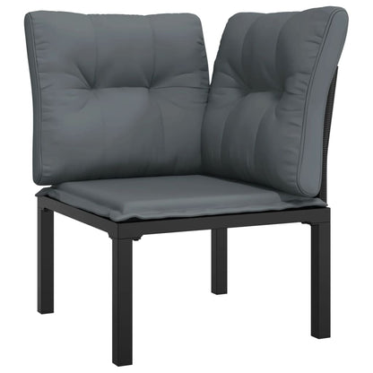7 Piece Garden Lounge Set Black And Grey Poly Rattan