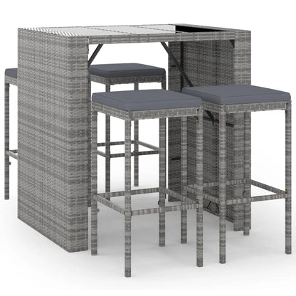 5 Piece Garden Bar Set With Cushions Poly Rattan