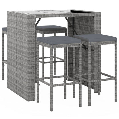 5 Piece Garden Bar Set With Cushions Poly Rattan