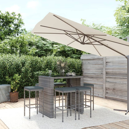 5 Piece Garden Bar Set With Cushions Poly Rattan
