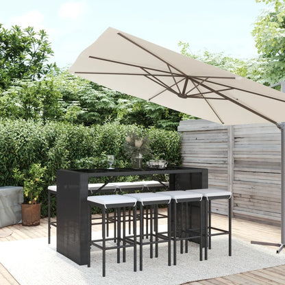 5 Piece Garden Bar Set With Cushions Poly Rattan