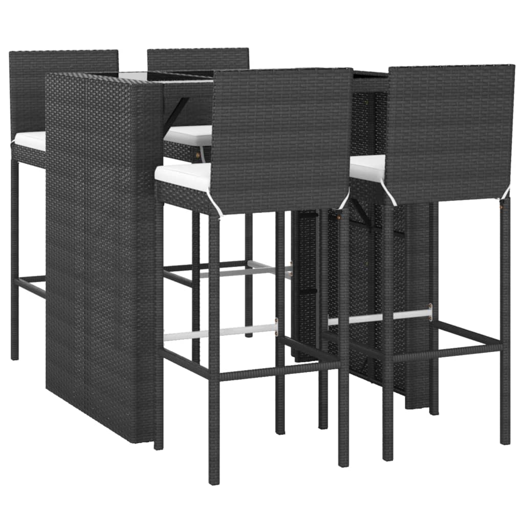 5 Piece Garden Bar Set With Cushions Poly Rattan