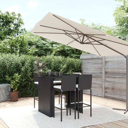 5 Piece Garden Bar Set With Cushions Poly Rattan