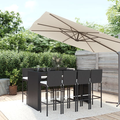5 Piece Garden Bar Set With Cushions Poly Rattan