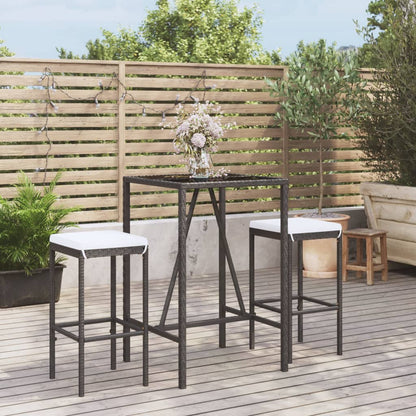 7 Piece Garden Bar Set With Cushions Poly Rattan