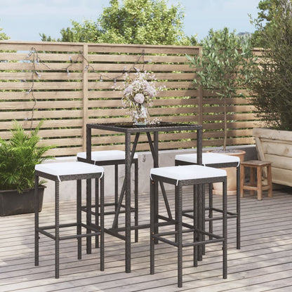 7 Piece Garden Bar Set With Cushions Poly Rattan