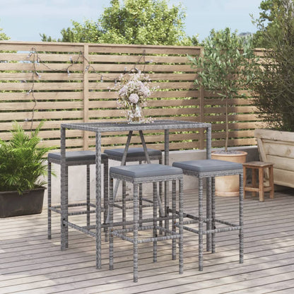 7 Piece Garden Bar Set With Cushions Poly Rattan