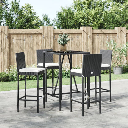 9 Piece Outdoor Bar Set With Cushions Poly Rattan