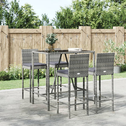9 Piece Outdoor Bar Set With Cushions Poly Rattan