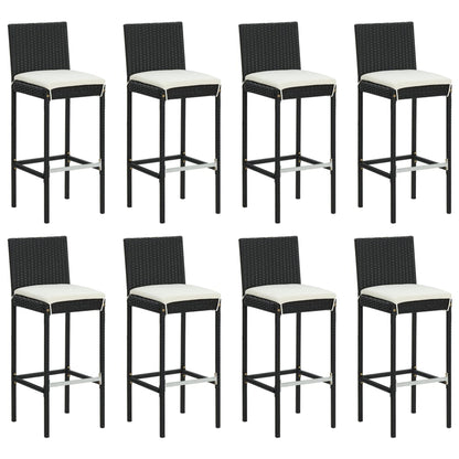 9 Piece Outdoor Bar Set With Cushions Poly Rattan