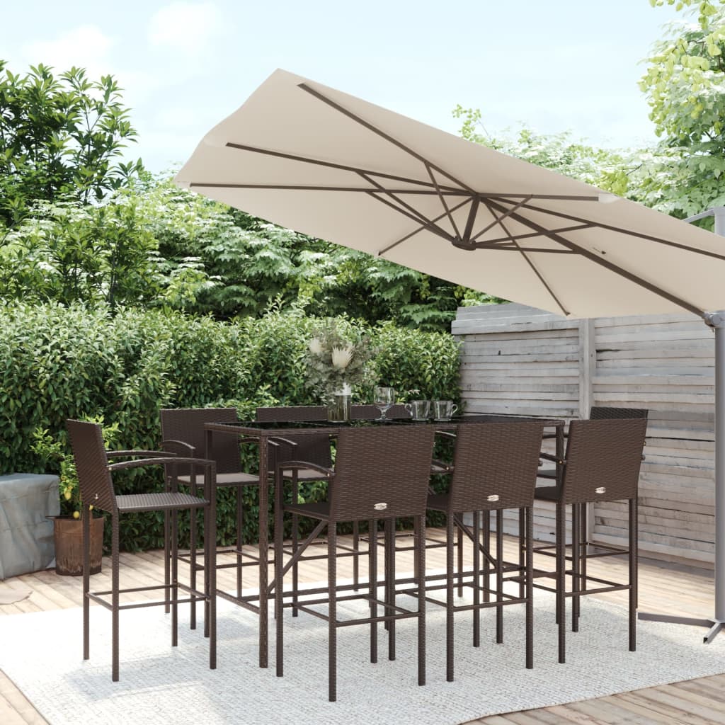 9 Piece Garden Bar Set Poly Rattan