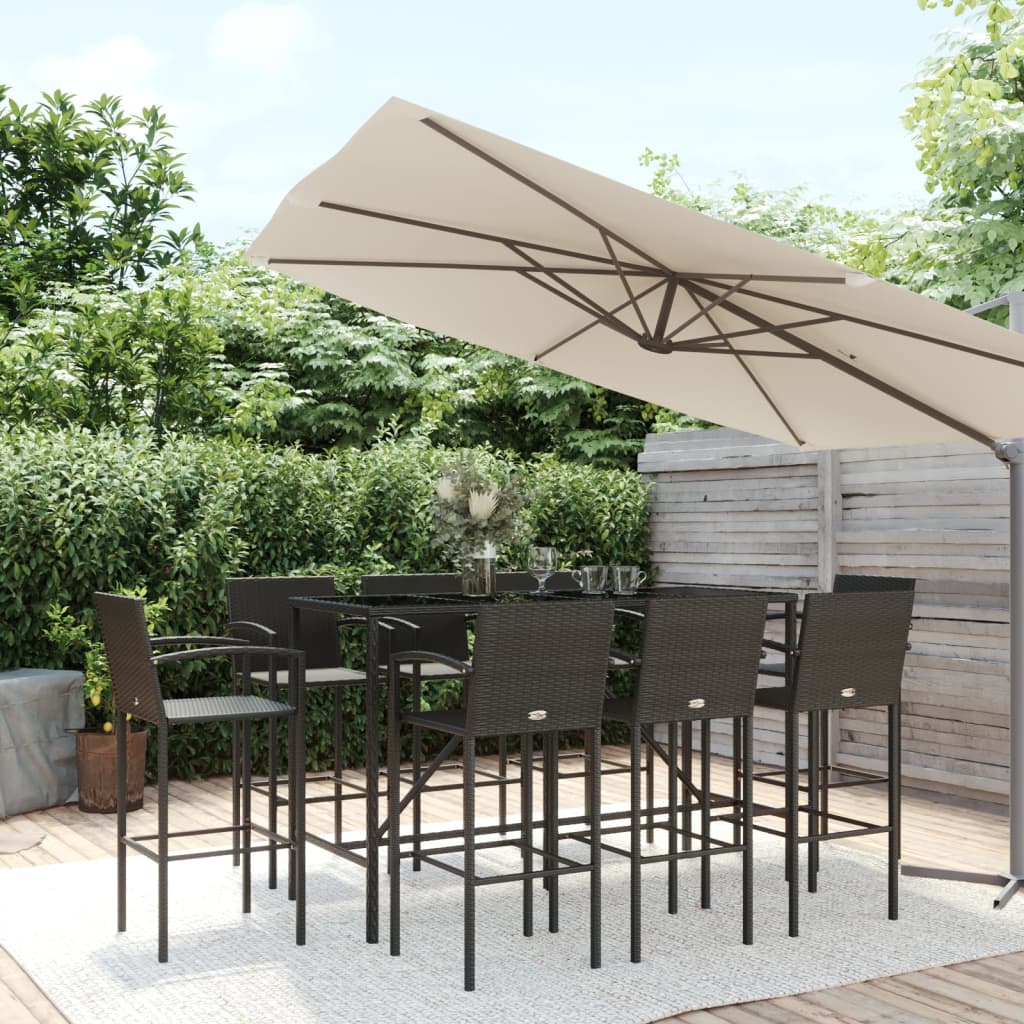 9 Piece Garden Bar Set Poly Rattan