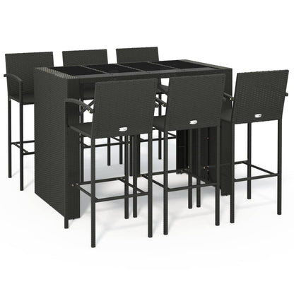 7 Piece Garden Bar Set Poly Rattan
