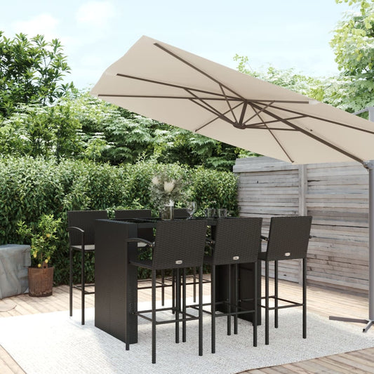 7 Piece Garden Bar Set Poly Rattan