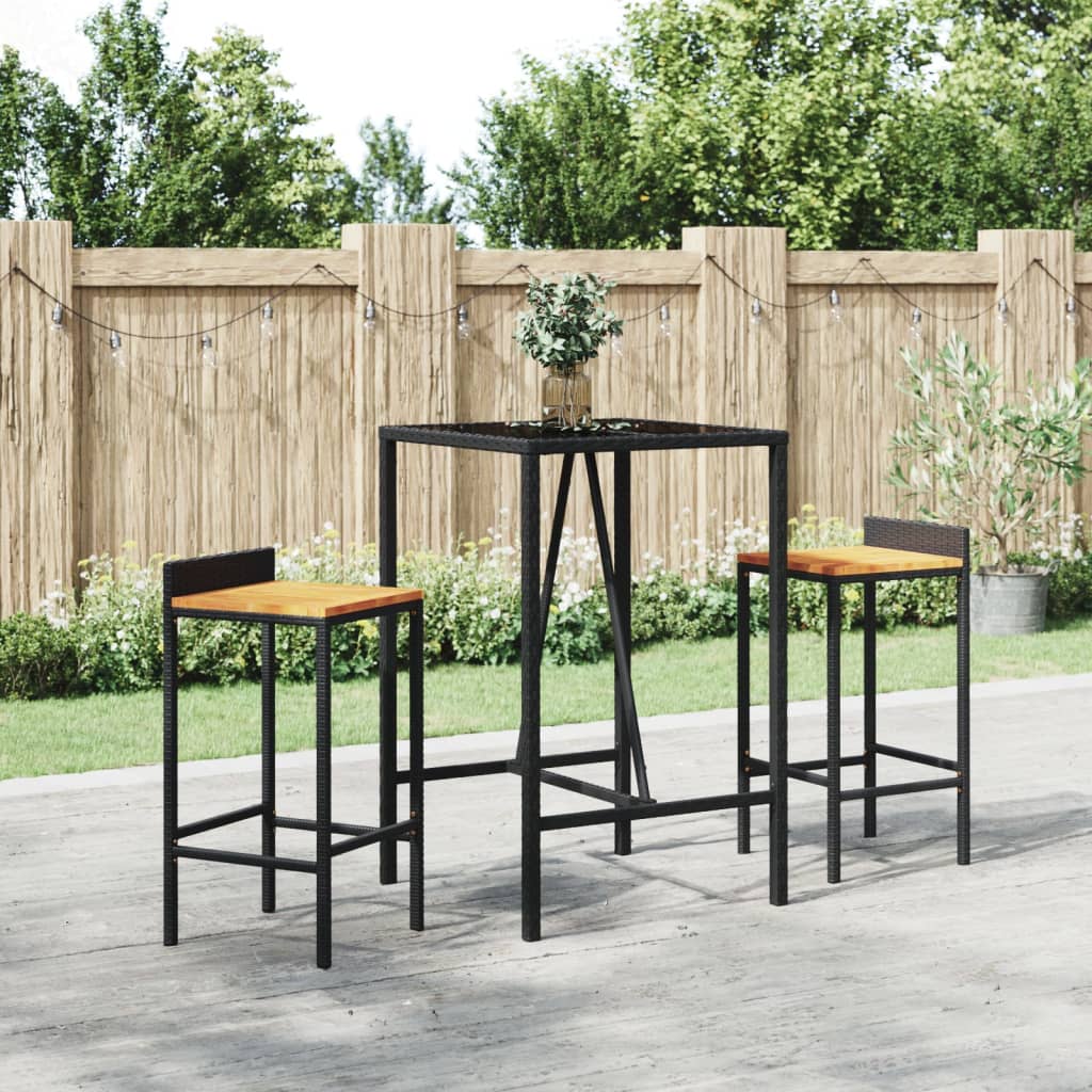 5 Piece Garden Bar Set Poly Rattan& Solid Wood Acacia
