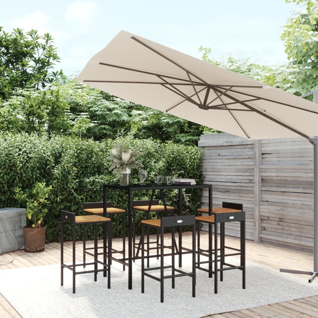 5 Piece Garden Bar Set Poly Rattan& Solid Wood Acacia