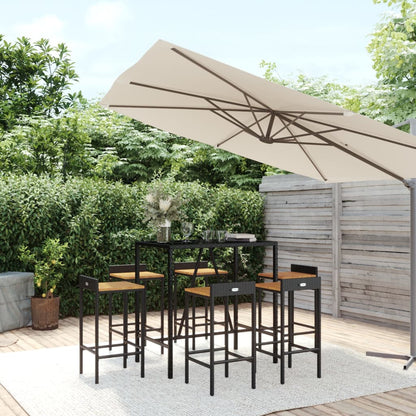 5 Piece Garden Bar Set Poly Rattan& Solid Wood Acacia