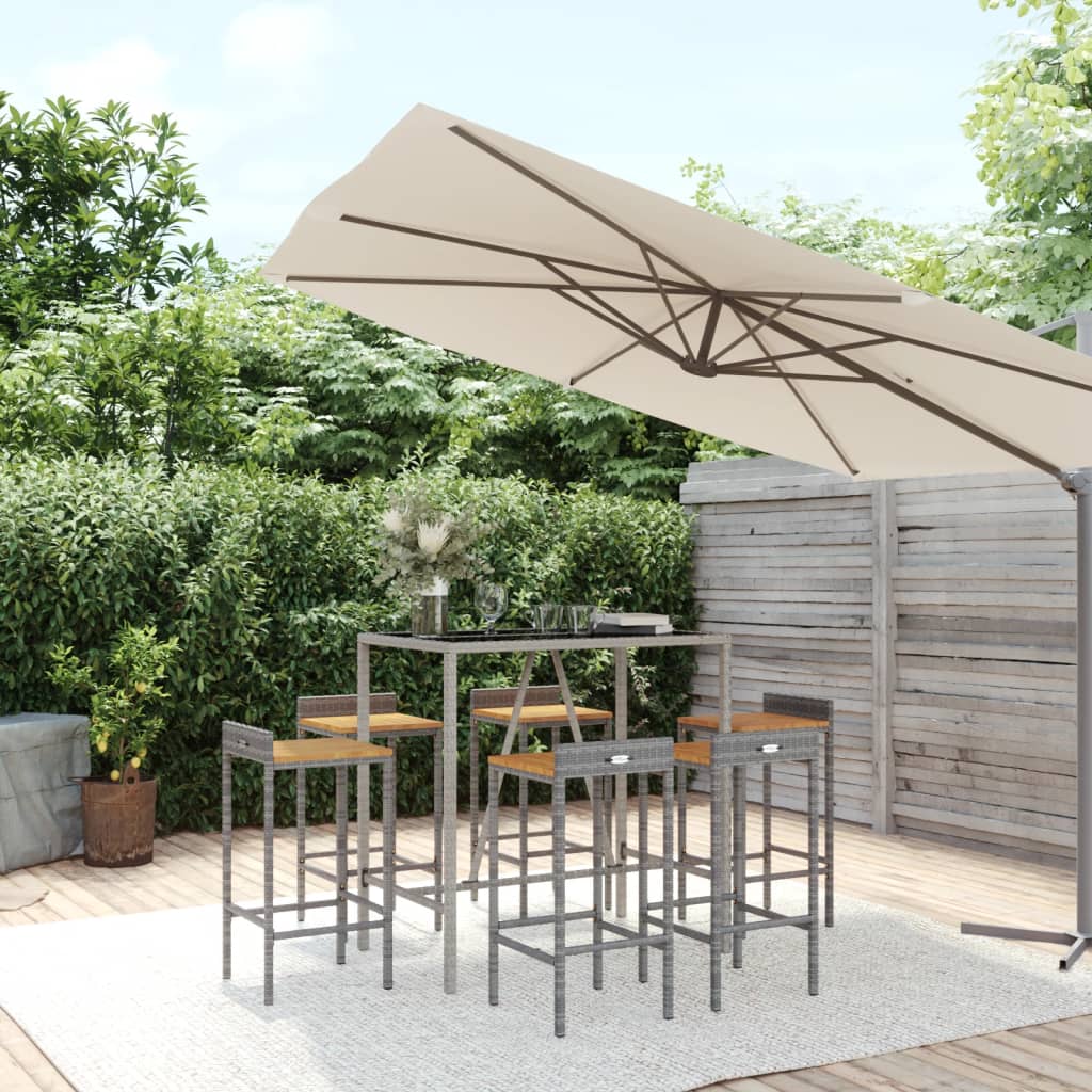 5 Piece Garden Bar Set Poly Rattan& Solid Wood Acacia