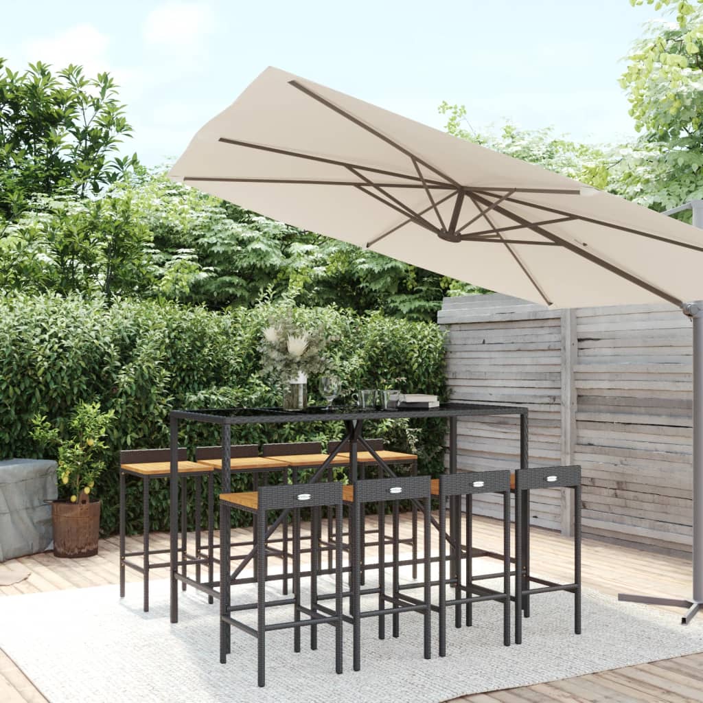 5 Piece Garden Bar Set Poly Rattan& Solid Wood Acacia