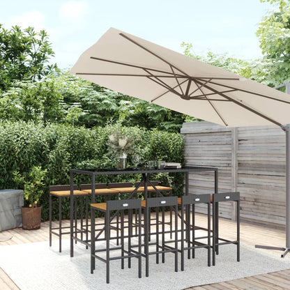 5 Piece Garden Bar Set Poly Rattan& Solid Wood Acacia