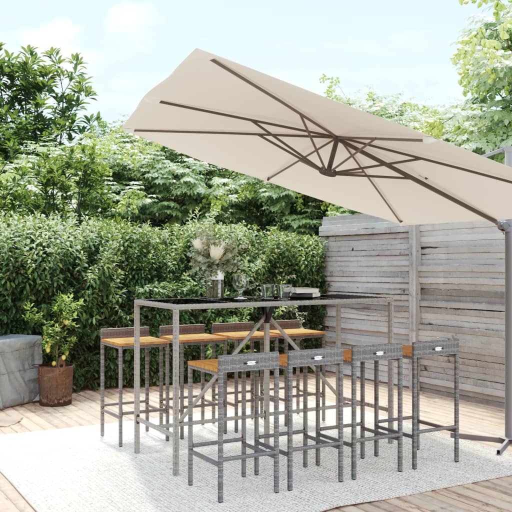 5 Piece Garden Bar Set Poly Rattan& Solid Wood Acacia