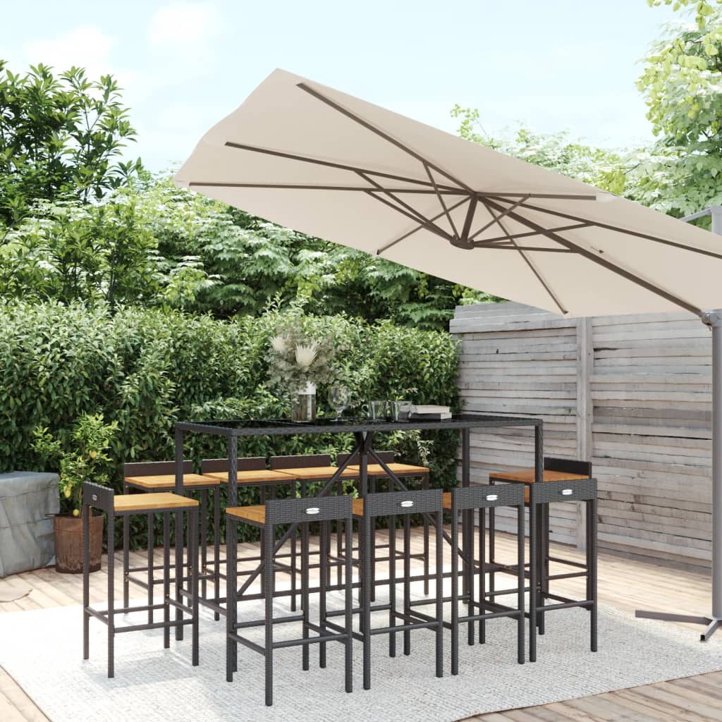 5 Piece Garden Bar Set Poly Rattan& Solid Wood Acacia