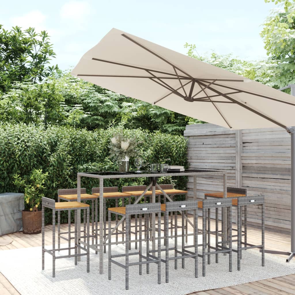5 Piece Garden Bar Set Poly Rattan& Solid Wood Acacia
