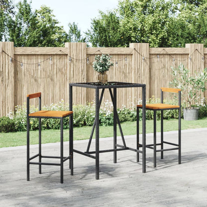 9 Piece Garden Bar Set Poly Rattan& Solid Wood Acacia