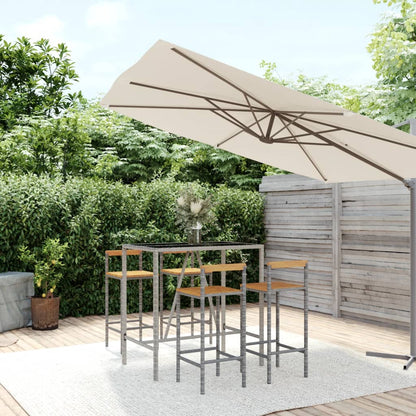 9 Piece Garden Bar Set Poly Rattan& Solid Wood Acacia