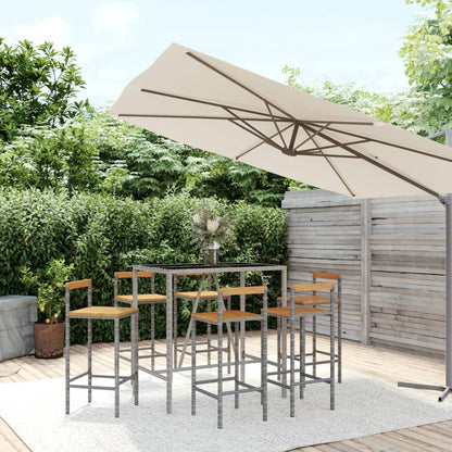 9 Piece Garden Bar Set Poly Rattan& Solid Wood Acacia