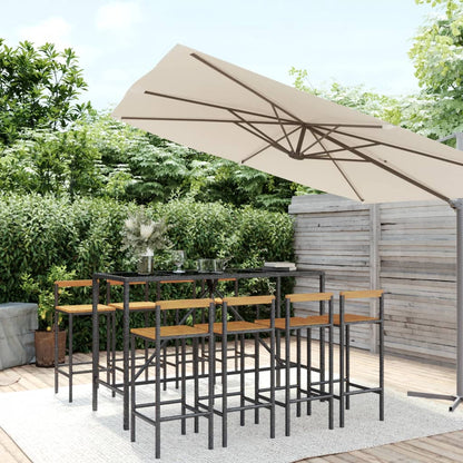 9 Piece Garden Bar Set Poly Rattan& Solid Wood Acacia