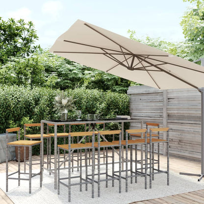 9 Piece Garden Bar Set Poly Rattan& Solid Wood Acacia