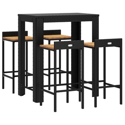 5 Piece Garden Bar Set Poly Rattan&Solid Wood Acacia