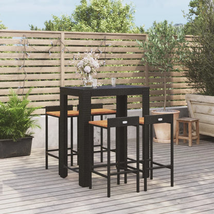 5 Piece Garden Bar Set Poly Rattan&Solid Wood Acacia