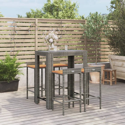 5 Piece Garden Bar Set Poly Rattan&Solid Wood Acacia