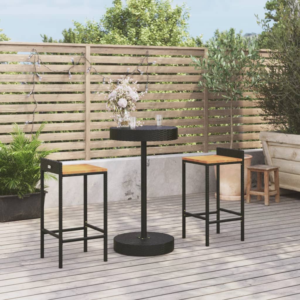 5 Piece Garden Bar Set Poly Rattan&Solid Wood Acacia