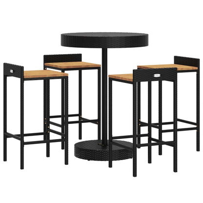 5 Piece Garden Bar Set Poly Rattan&Solid Wood Acacia