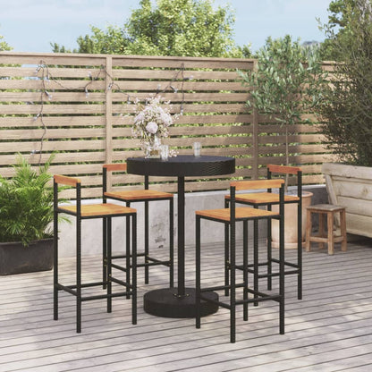 5 Piece Garden Bar Set Poly Rattan&Solid Wood Acacia