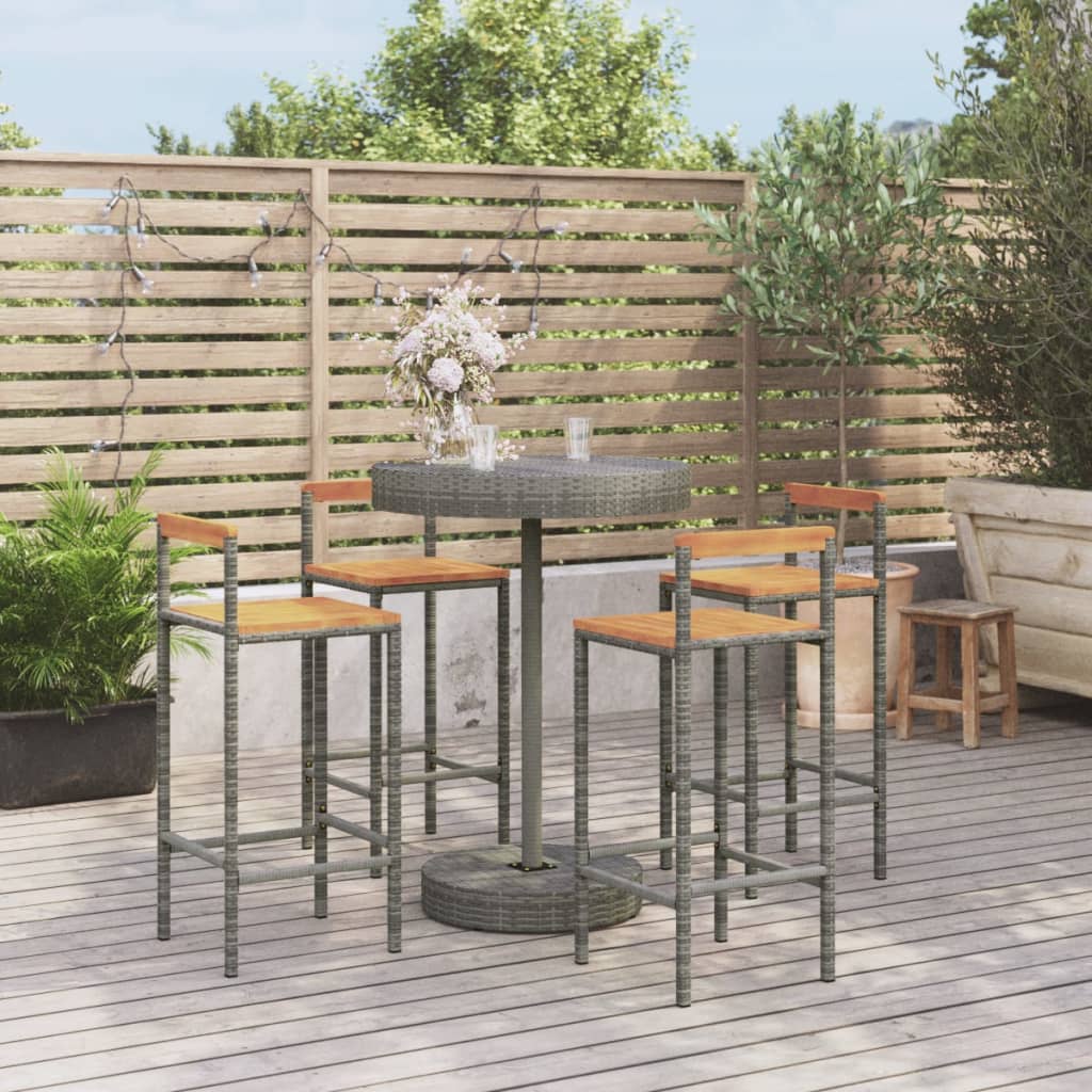 5 Piece Garden Bar Set Poly Rattan&Solid Wood Acacia