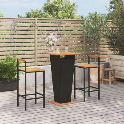 3 Piece Garden Bar Set Poly Rattan&Solid Wood Acacia