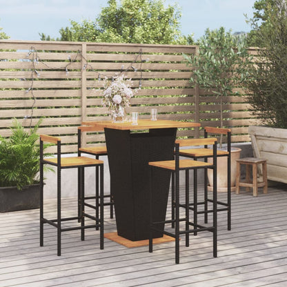 3 Piece Garden Bar Set Poly Rattan&Solid Wood Acacia