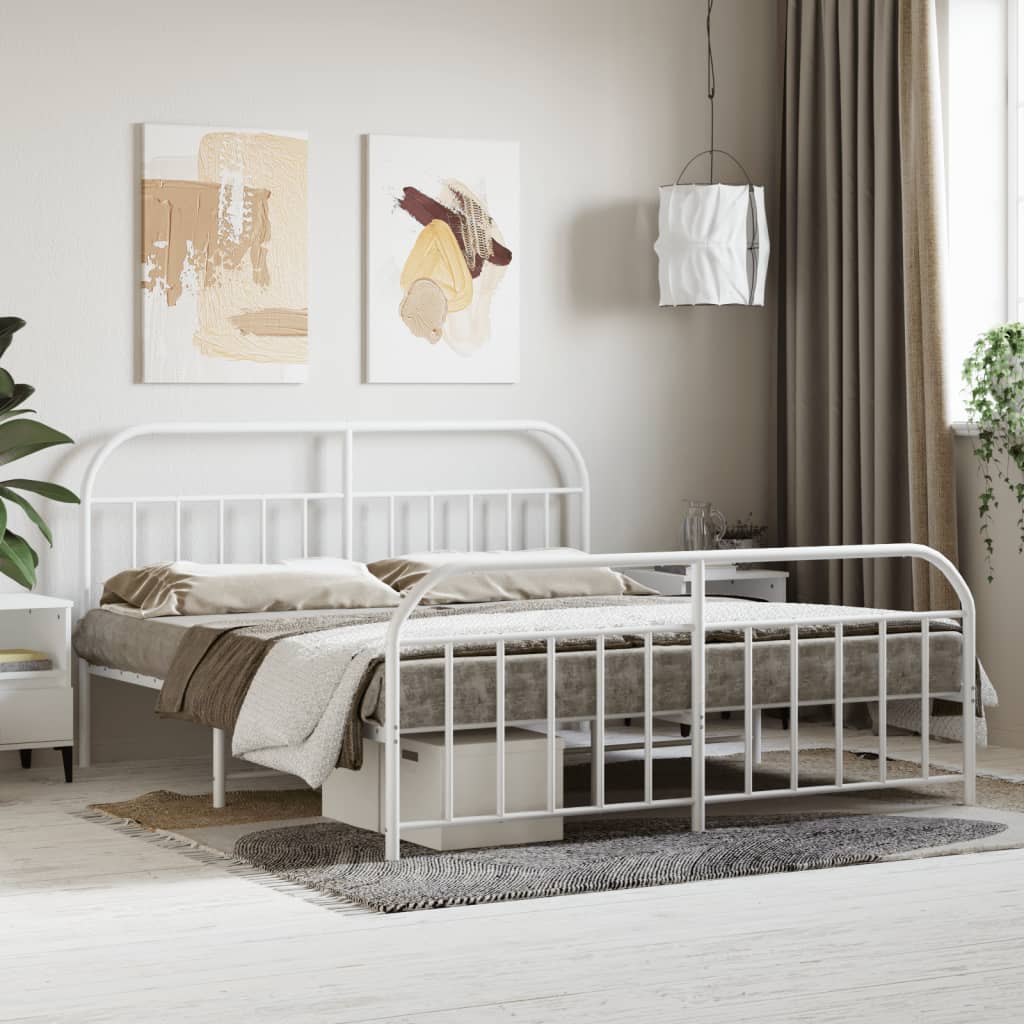 Metal Bed Frame Without Mattress With Footboard King Single