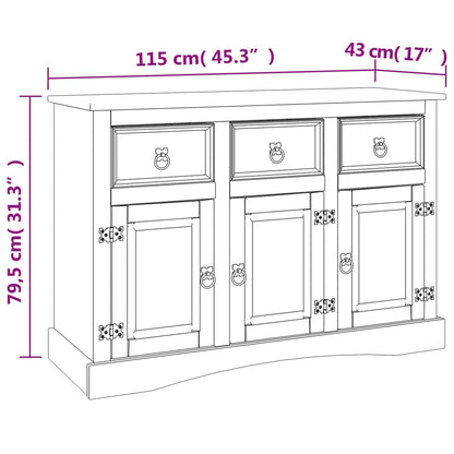 Sideboard &quot;Corona&quot; 115X43X79.5 Cm Solid Wood Mexican Pine